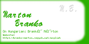 marton branko business card